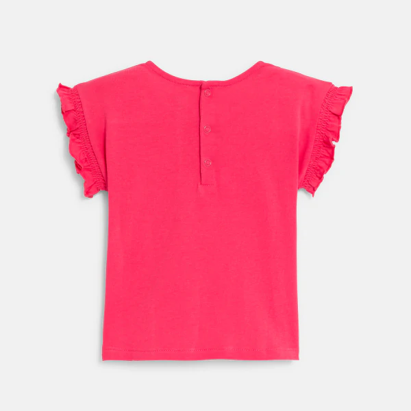 Baby girl's pink smocked-sleeve T-shirt