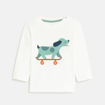 Baby boy's white skateboarding dog T-shirt