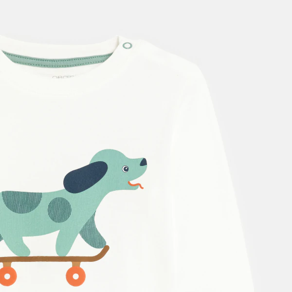 Baby boy's white skateboarding dog T-shirt