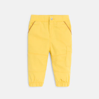 Baby boy's yellow textured cotton trousers