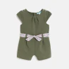 Baby girl's green floral playsuit with belt