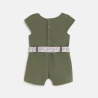 Baby girl's green floral playsuit with belt