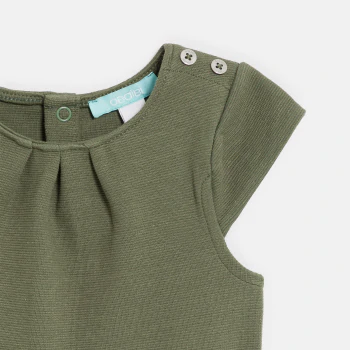 Baby girl's green floral playsuit with belt