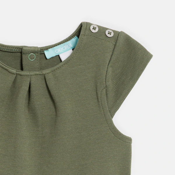 Baby girl's green floral playsuit with belt