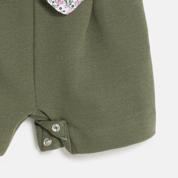 Baby girl's green floral playsuit with belt