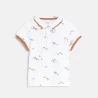 Baby boy's white piqué cotton animal polo shirt