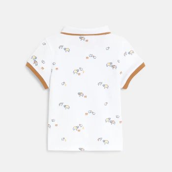 Baby boy's white piqué cotton animal polo shirt