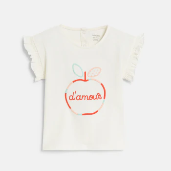 Baby girl's white embroidered toffee apple T-shirt