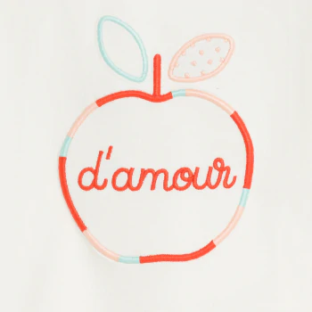 Baby girl's white embroidered toffee apple T-shirt