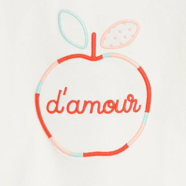 Baby girl's white embroidered toffee apple T-shirt