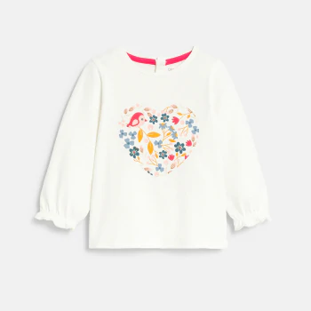 Baby girl's white floral heart T-shirt