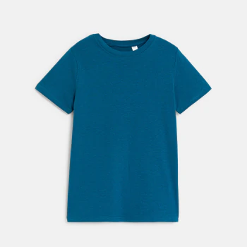 Boy's basic blue short-sleeve T-shirt