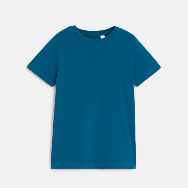 Boy's basic blue short-sleeve T-shirt