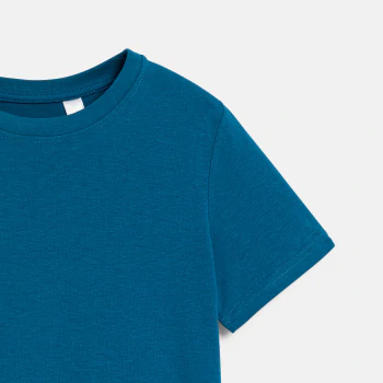 Boy's basic blue short-sleeve T-shirt