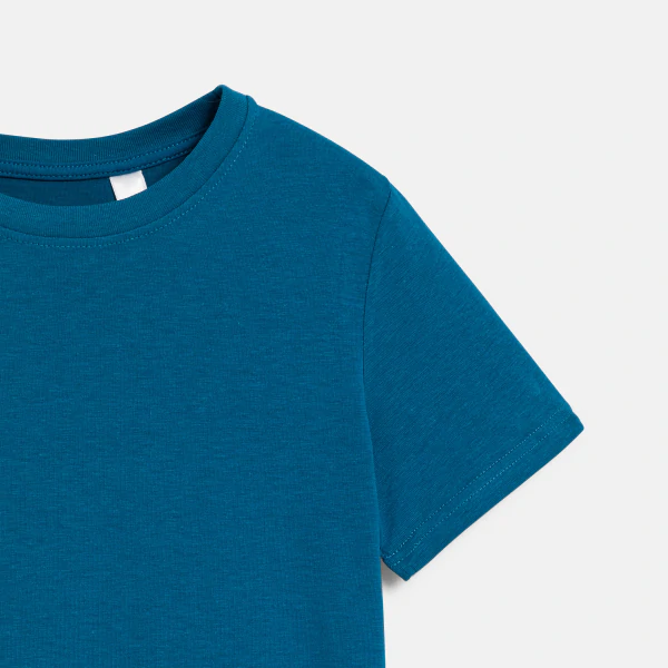 Boy's basic blue short-sleeve T-shirt