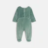 Baby girl's green velvet sleepsuit