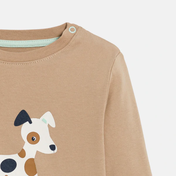 Baby boy's brown rollerblading dog T-shirt