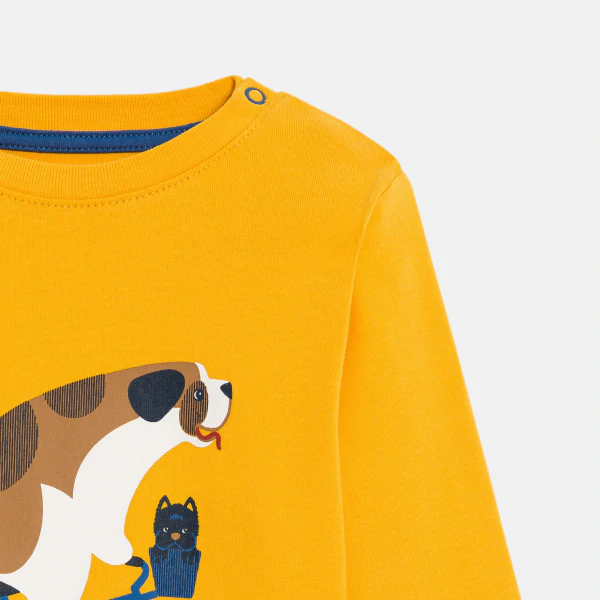 Baby boy's yellow cycling dog T-shirt