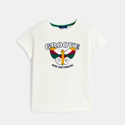 تيشيرت مزين بعبارة باللون الأبيض للفتيات