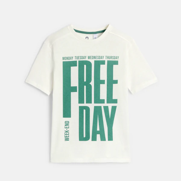 Boy's white slogan T-shirt