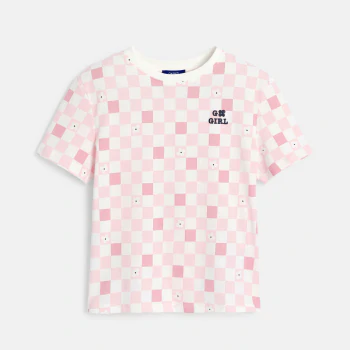 Girl's pink checked T-shirt