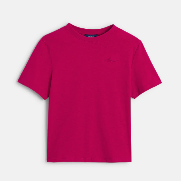 Girls basic plain fuchsia pink T-shirt