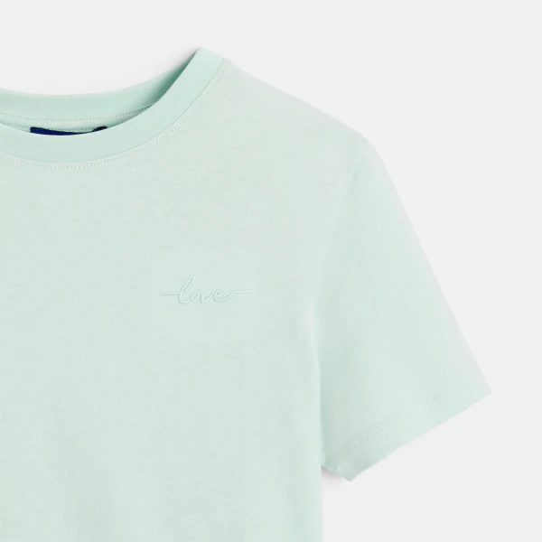 Girls basic plain green T-shirt