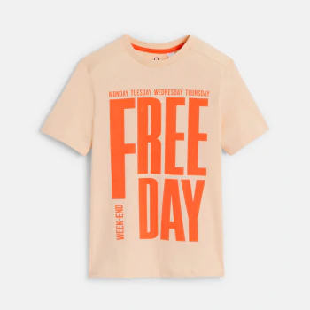 Boy's apricot slogan T-shirt