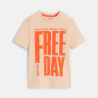 Boy's apricot slogan T-shirt