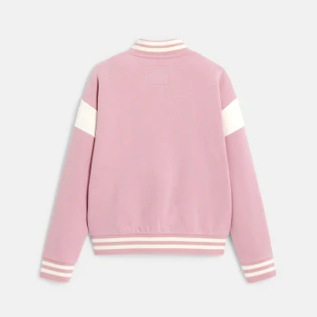 Girl's pink fleece baseball jacket