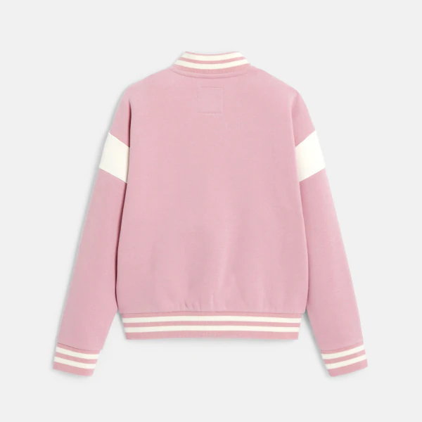 Girl's pink fleece baseball jacket
