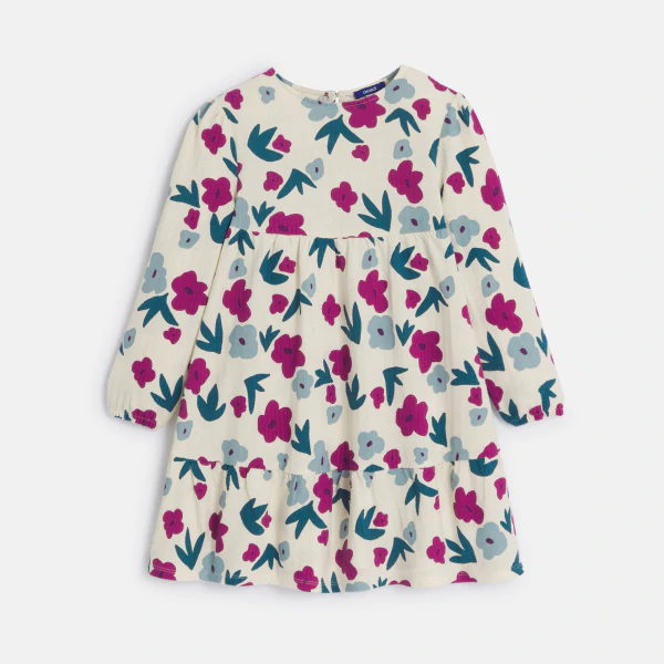 Girl's ecru floral dress