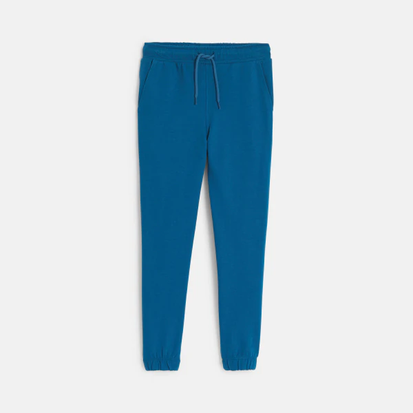 Boy's plain blue lightweight fleece joggers