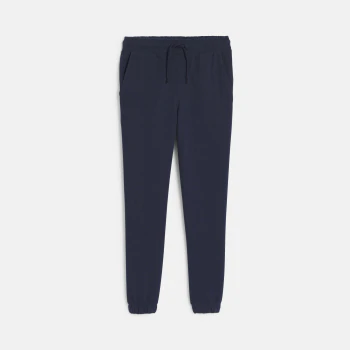 Boy's plain navy lightweight fleece joggers