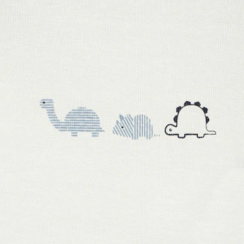 Baby boy's blue dinosaur bodysuit with American-style collar