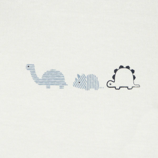 Baby boy's blue dinosaur bodysuit with American-style collar