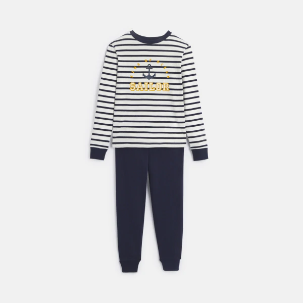 Boy's 2-piece striped jersey sailor pyjamas