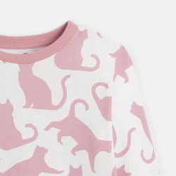 Girl's 2-piece pink cat...
