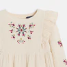 Girl's embroidered dress in ecru cotton gauze