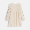 Girl's embroidered dress in ecru cotton gauze