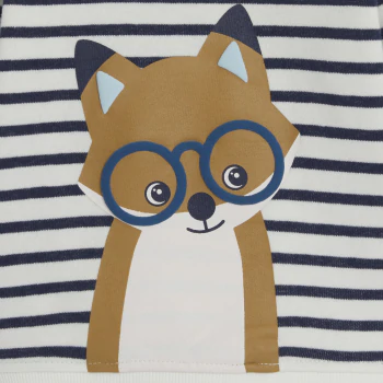 Baby boy's grey striped fox fleece sweatshirt