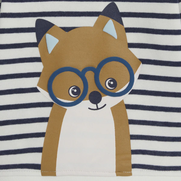 Baby boy's grey striped fox fleece sweatshirt