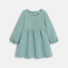Baby girl's green piqué-effect fleece dress
