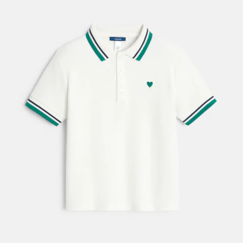 Boy's white embossed jersey polo shirt