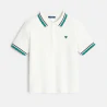Boy's white embossed jersey polo shirt