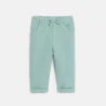 Baby girl's green piqué-effect fleece trousers