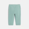 Baby girl's green piqué-effect fleece trousers