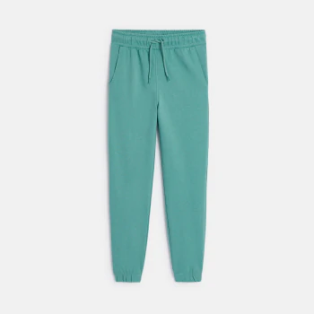 Boy's plain green lightweight fleece joggers