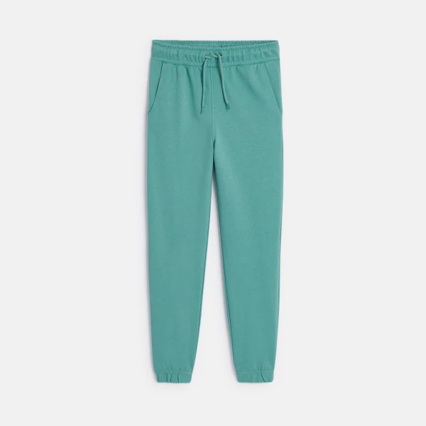 Boy's plain green lightweight fleece joggers