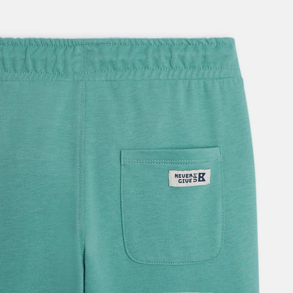 Boy's plain green lightweight fleece joggers